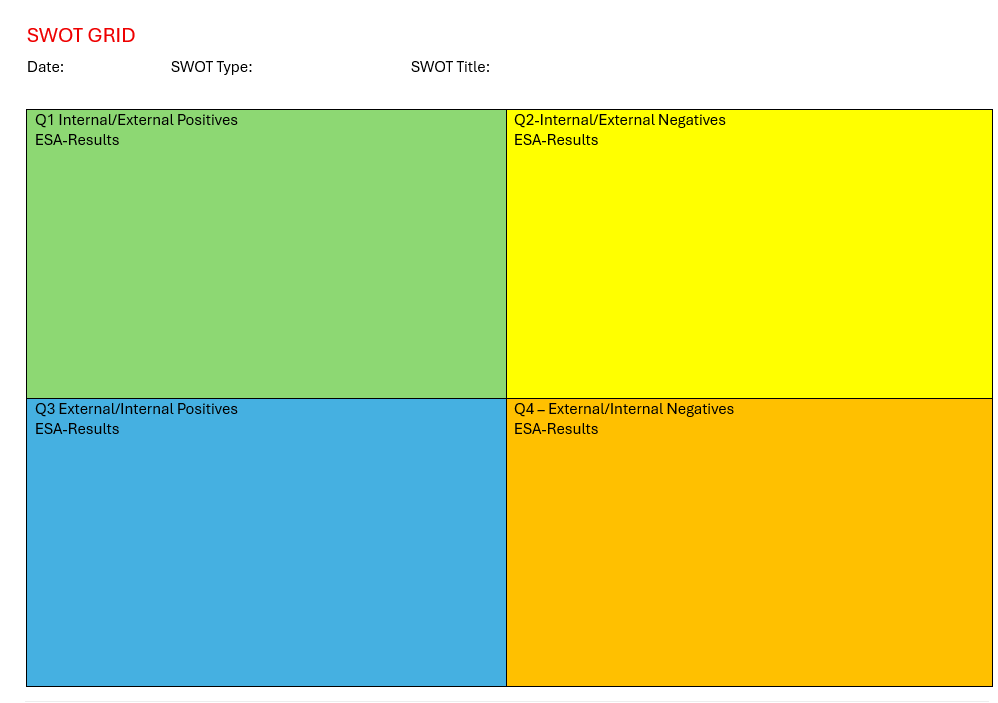 SWOT Guide and Template Fill in Template